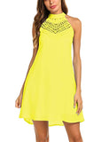 Womens Halter Neck Chiffon Tunic Tank Dress T Shirt Dresses