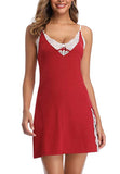 Women Sling Dress Chemise Lace Trim Nightie Spaghetti Strap Sleepwear Dress