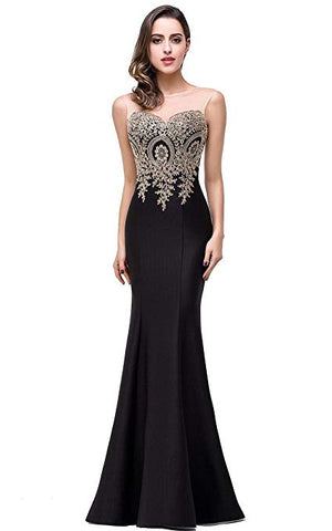 Women Formal Lace Appliques Long Prom Dress