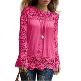 Long Sleeve Shirt,Lady Casual Lace Blouse Loose Cotton Tops
