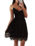 V-Neck Spaghetti Straps Lace Backless Party Club Beach Mini Dresses