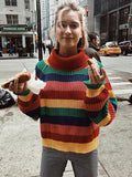 Modern Striped Knitting Sweater Tops