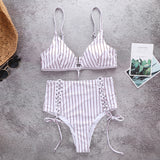 High Cut Cami Striped Bikini Set