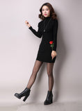Knitted Cashmer Thick Sweater Dress Warm Women Cotton Straight Dress 