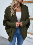 SOLID COLOR BAT SLEEVE CARDIGAN COAT SWEATER