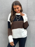 STRIPED STITCHING PULLOVER SWEATER