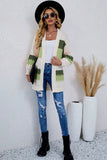 CONTRAST STITCHING LONG KNITTED CARDIGAN COAT