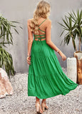 SLING PLEATS SOLID COLOR DRESS