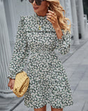 LONG SLEEVE SHORT PRINT DRESS