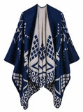 GEOMETRIC PATTERN SPLIT LENGTHENED CASHMERE CLOAK