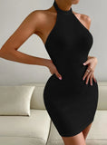 SEXY HALTER BACKLESS SLEEVELESS DRESS