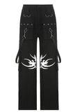 PRINTED HIP-HOP WIDE-LEG POCKET TROUSERS PANT