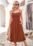 SOLID COLOR SUSPENDER DRESS