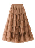 WOMEN YARN SPLICING CAKE SKIRT