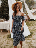BOHEMIAN PRINTED SHORT SLEEVE DRESS