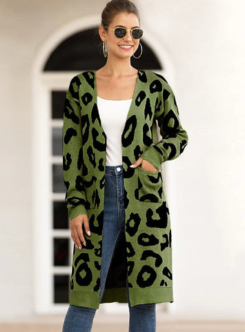 CAMO CARDIGAN LEOPARD PRINT SWEATER COAT
