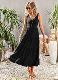 STRAP U-NECK SOLID COLOR DRESS