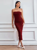 SOLID COLOR TUBE TOP DRESS