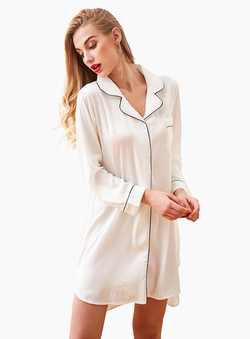 SHIRT LAPEL BUTTON BATHROBE SLEEPWEAR