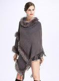 LOOSE ROUND NECK FRINGED PULLOVER SWEATER CAPE SHAWL