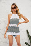 KNITTED OPENWORK HALTER TOP LOOSE STITCHING VEST