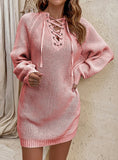 DRAWSTRING LONG PULLOVER SWEATER
