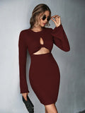LONG-SLEEVED HOLLOW FLARED SLEEVES DRESS