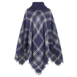 CAPE LAPEL STRIPED COLORED CHECK SHAWL