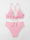 SEXY SOLID COLOR SPLIT BIKINI