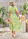 SUMMER PRINT SHORT-SLEEVED DRESS