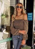 SQUARE NECK LONG SLEEVE PRINT SHIRT