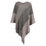 CONTRAST CLOAK SHAWL SWEATER COAT