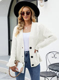 WOMEN THICK TWIST BUTTON CARDIGAN COAT