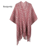 CROCHETED KNITTED FRINGED CLOAK SHAWL