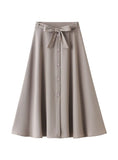 HIGH WAIST BOW TIE BIG SWING SKIRT