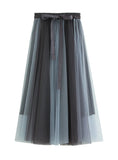 WOMEN SPLICED GAUZE SKIRT
