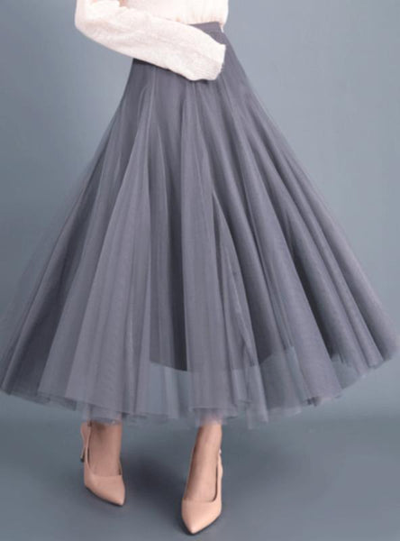A-Line Elegant Maxi Tulle Ankle Length Skirt – Ncocon