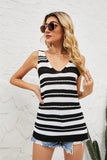 WOMEN'S STRIPED V-NECK TOP VEST