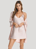 IMITATION SILK PAJAMAS TWO-PIECE SUIT