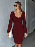 KNITTED SEXY BACKLESS LONG-SLEEVED DRESS