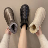 WOMEN'S LEATHER SHORT SNOW BOOTS COTTON