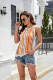 STRIPED COLOR MATCHING SLING KNITTED VEST