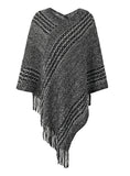 STRIPED CAPE FRINGED SHAWL