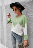 LOOSE COLOR MATCHING ROUND NECK SWEATER