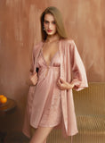 OPEN-BUTTON SATIN SLING DEEP V NIGHTDRESS