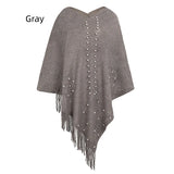 KNITTED BEADED TASSEL SHAWL CLOAK
