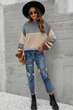 LOOSE ROUND NECK STRIPED PULLOVER
