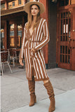 LOOSE STRIPED COLOR MATCHING SWEATER COAT