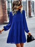 ROUND NECK LONG SLEEVE LOOSE CASUAL DRESS