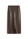 HIGH WAIST SPLIT PU HIP SKIRT